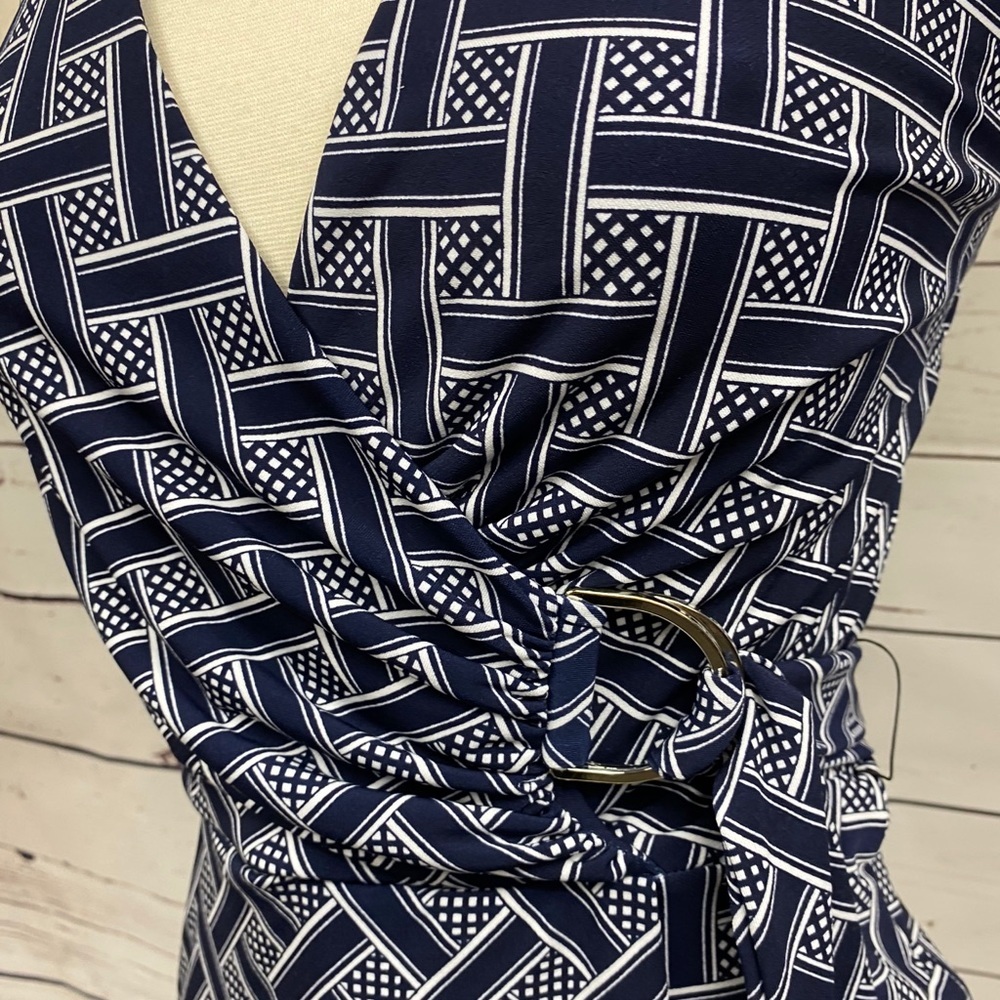 WHBM Navy Print Halter‎ Top - Picture 7 of 10